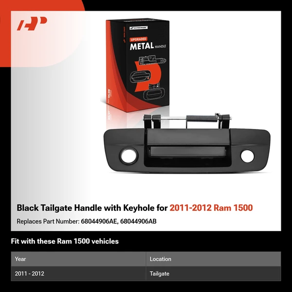 Black Tailgate Handle with Keyhole for 2011-2012 Ram 1500