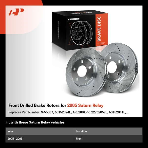 Front Drilled Brake Rotors for 2005 Saturn Relay