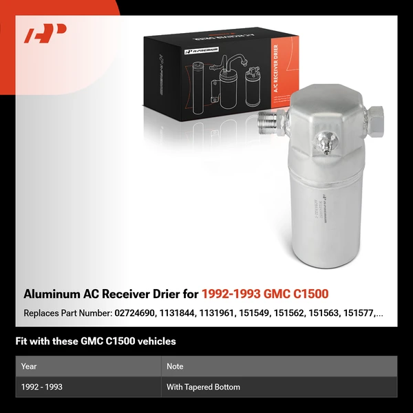 Aluminum AC Receiver Drier for 1992-1993 GMC C1500