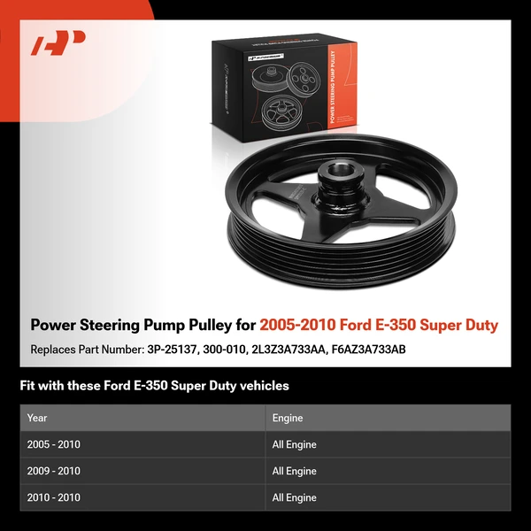 Power Steering Pump Pulley for 2005-2010 Ford E-350 Super Duty