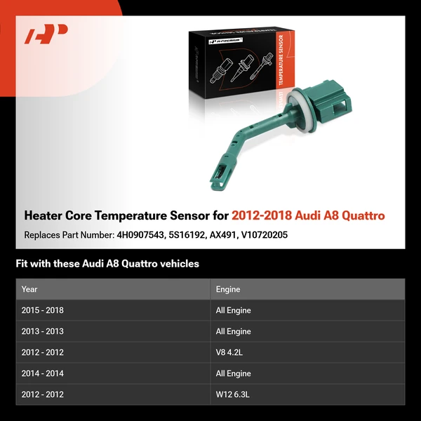 Heater Core Temperature Sensor for 2012-2018 Audi A8 Quattro