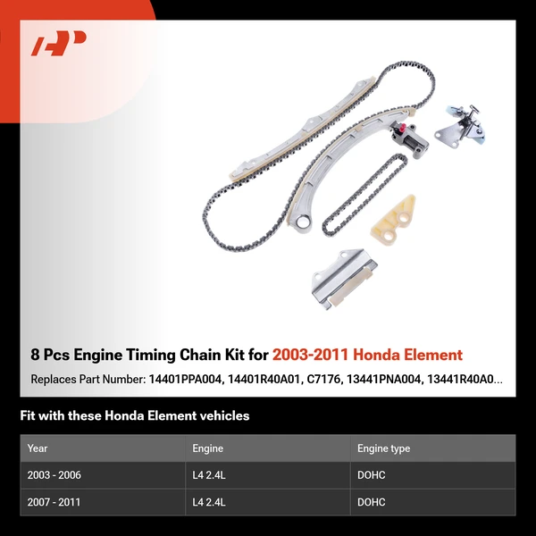 8 Pcs Engine Timing Chain Kit for 2003-2011 Honda Element