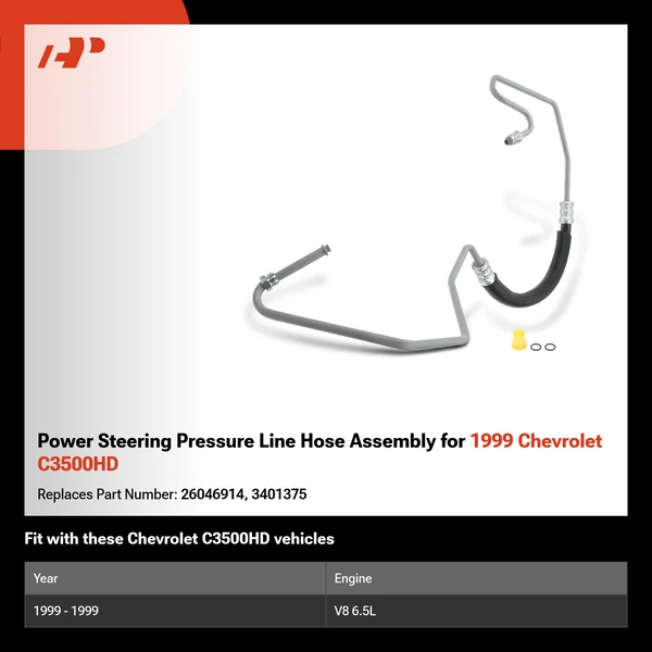 Power Steering Pressure Line Hose Assembly for 1999 Chevrolet C3500HD
