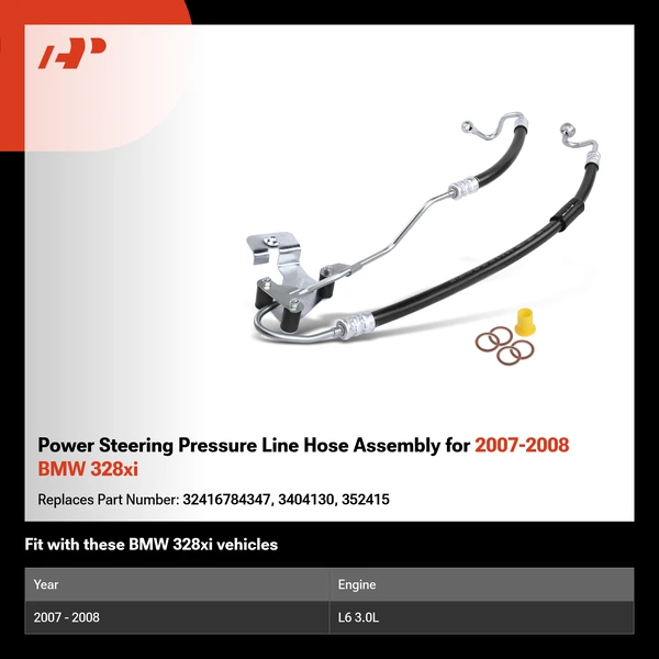 Power Steering Pressure Line Hose Assembly for 2007-2008 BMW 328xi