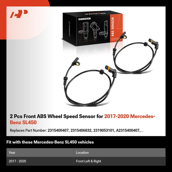 2 Pcs Front ABS Wheel Speed Sensor for 2017-2020 Mercedes-Benz SL450