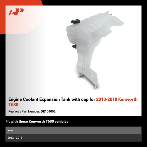 Engine Coolant Expansion Tank with cap for 2013-2018 Kenworth T680