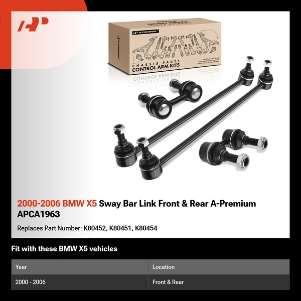 2000-2006 BMW X5 Sway Bar Link Front & Rear A-Premium APCA1963