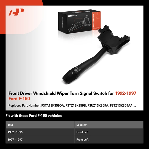 Front Driver Windshield Wiper Turn Signal Switch for 1992-1997 Ford F-150