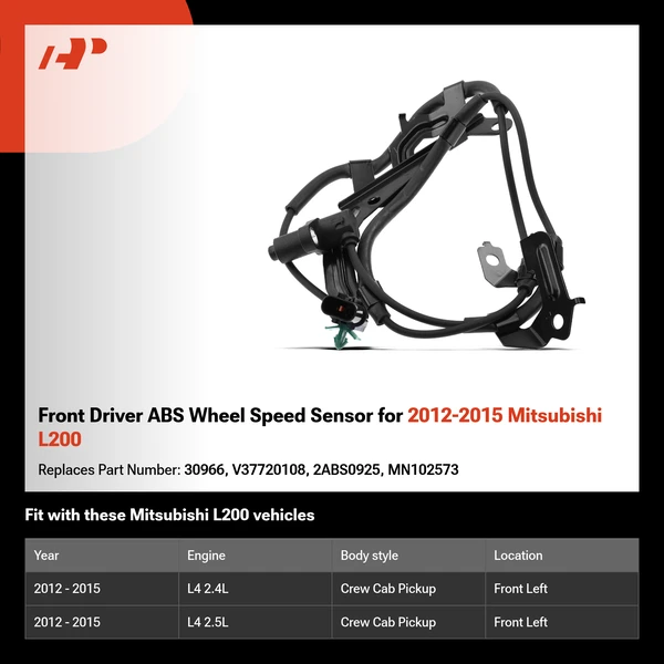 Front Driver ABS Wheel Speed Sensor for 2012-2015 Mitsubishi L200