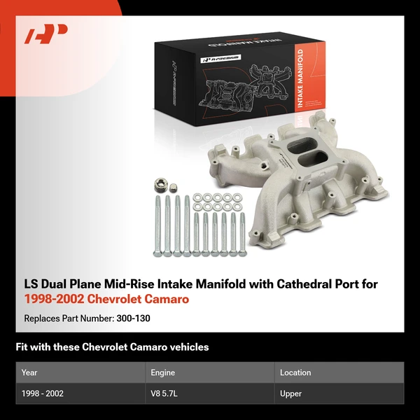 LS Dual Plane Mid-Rise Intake Manifold with Cathedral Port for 1998-2002 Chevrolet Camaro