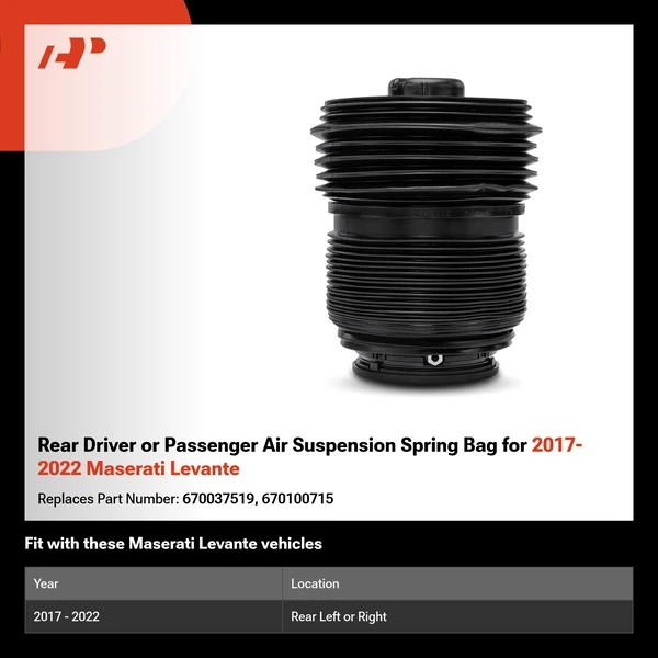 Rear Driver or Passenger Air Suspension Spring Bag for 2017-2022 Maserati Levante