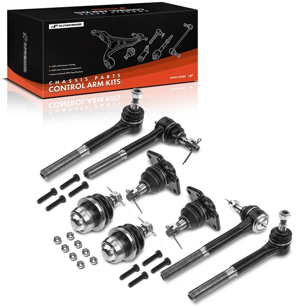 A Set of 8 Ball Joint and Tie Rod End Kit Front, Inner & Outer A-Premium APCA1018