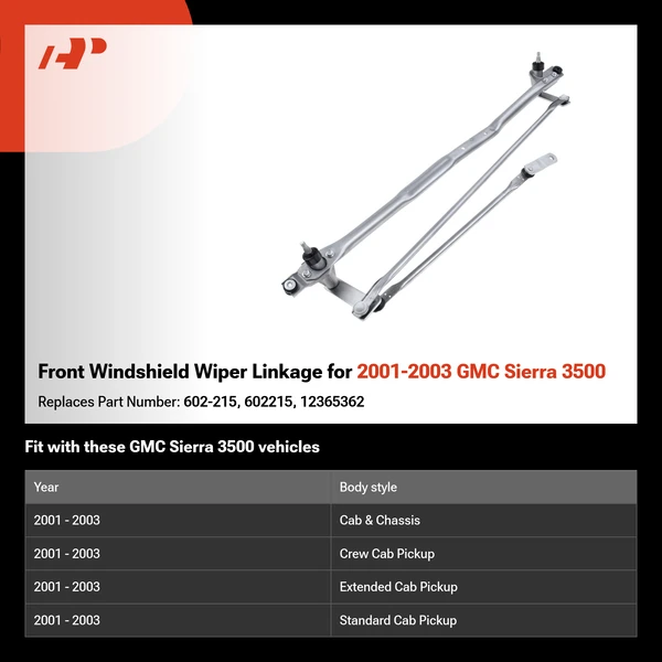 Front Windshield Wiper Linkage for 2001-2003 GMC Sierra 3500