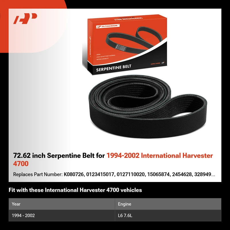 72.62 inch Serpentine Belt for 1994-2002 International Harvester 4700