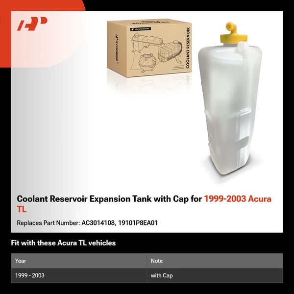 Coolant Reservoir Expansion Tank with Cap for 1999-2003 Acura TL