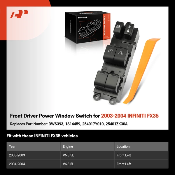 Front Driver Power Window Switch for 2003-2004 INFINITI FX35
