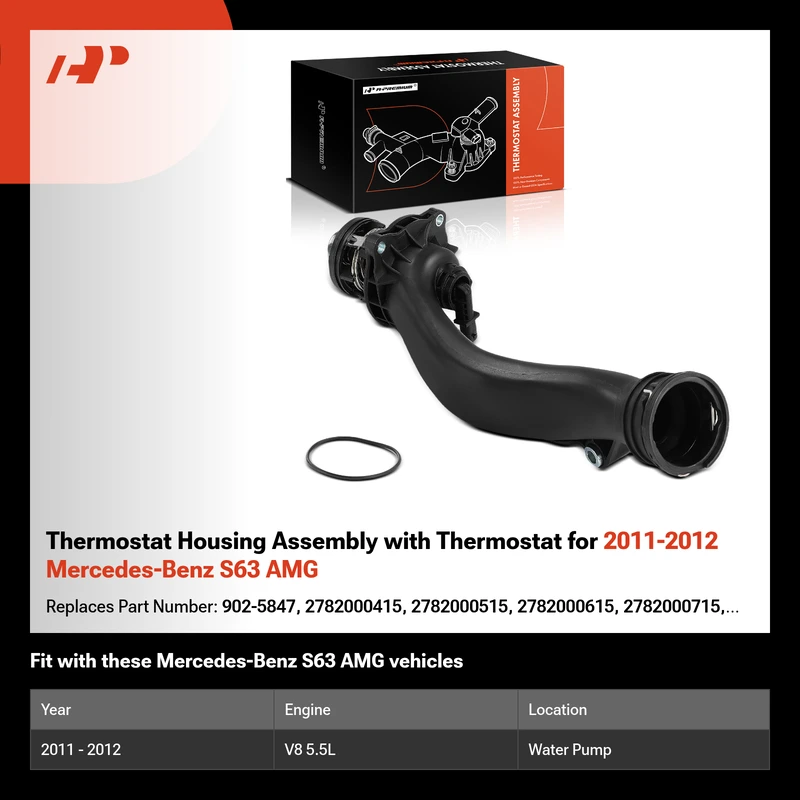 Thermostat Housing Assembly with Thermostat for 2011-2012 Mercedes-Benz S63 AMG