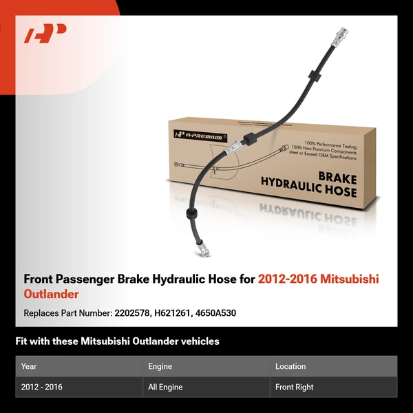 Front Passenger Brake Hydraulic Hose for 2012-2016 Mitsubishi Outlander