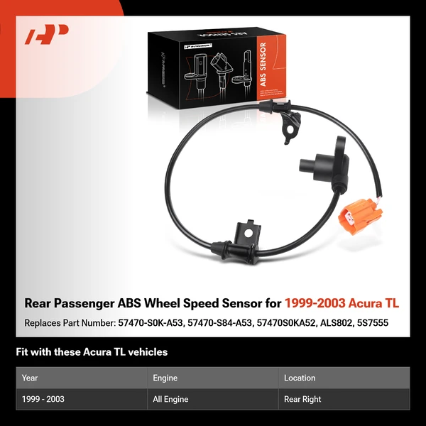 Rear Passenger ABS Wheel Speed Sensor for 1999-2003 Acura TL