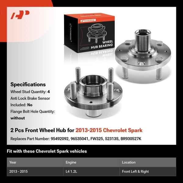 2 Pcs Front Wheel Hub for 2013-2015 Chevrolet Spark
