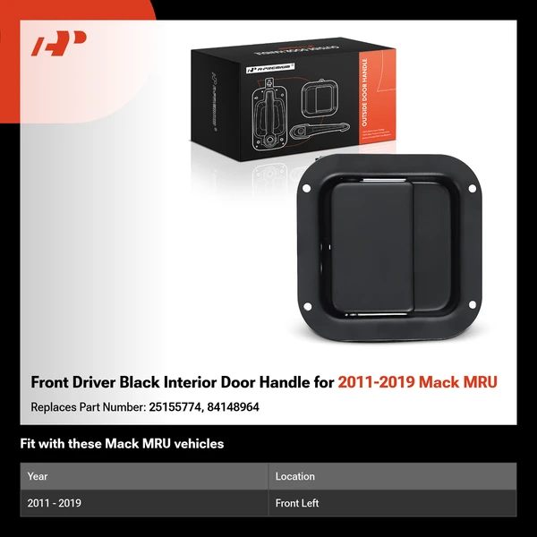 Front Driver Black Interior Door Handle for 2011-2019 Mack MRU