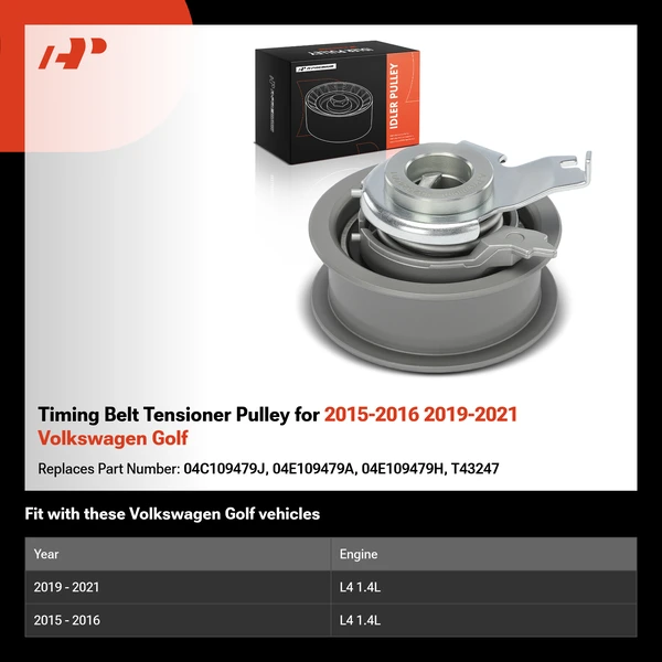Timing Belt Tensioner Pulley for 2015-2016 2019-2021 Volkswagen Golf