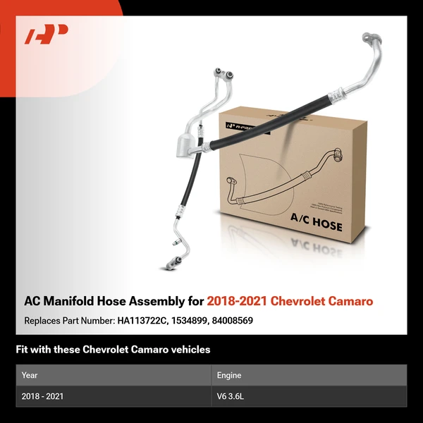 AC Manifold Hose Assembly for 2018-2021 Chevrolet Camaro