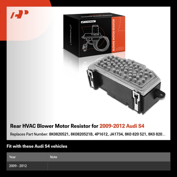 Rear HVAC Blower Motor Resistor for 2009-2012 Audi S4