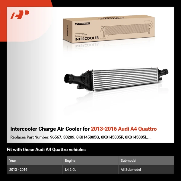 Intercooler Charge Air Cooler for 2013-2016 Audi A4 Quattro