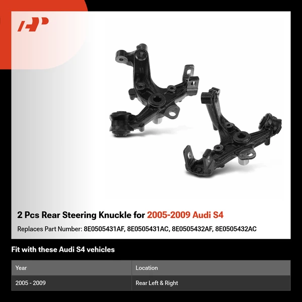 2 Pcs Rear Steering Knuckle for 2005-2009 Audi S4