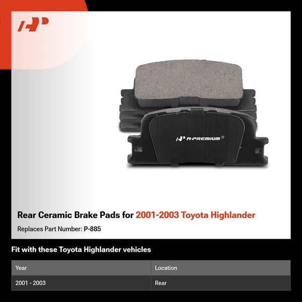 Rear Ceramic Brake Pads for 2001-2003 Toyota Highlander
