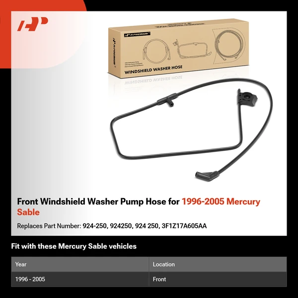 Front Windshield Washer Pump Hose for 1996-2005 Mercury Sable