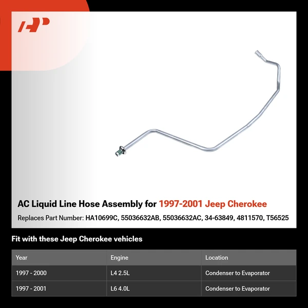 AC Liquid Line Hose Assembly for 1997-2001 Jeep Cherokee