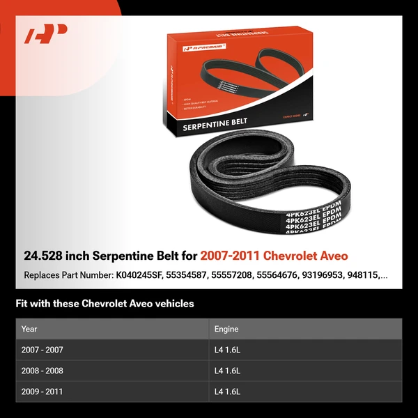 24.528 inch Serpentine Belt for 2007-2011 Chevrolet Aveo