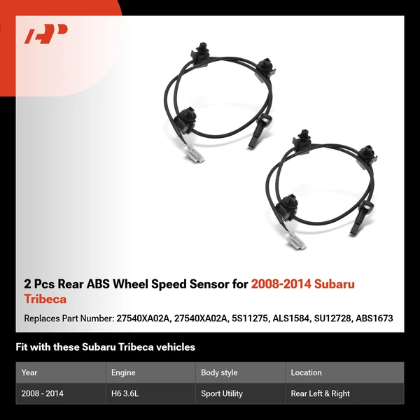 2 Pcs Rear ABS Wheel Speed Sensor for 2008-2014 Subaru Tribeca