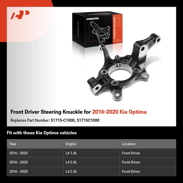 Front Driver Steering Knuckle for 2016-2020 Kia Optima