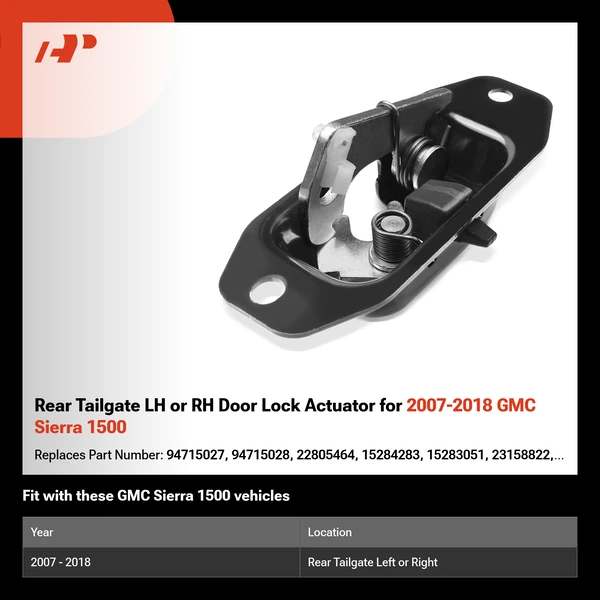 Rear Tailgate LH or RH Door Lock Actuator for 2007-2018 GMC Sierra 1500