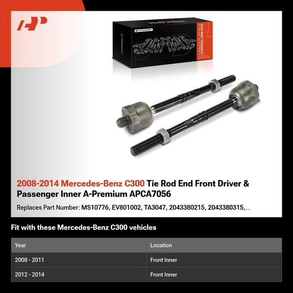 2008-2014 Mercedes-Benz C300 Tie Rod End Front Driver & Passenger Inner A-Premium APCA7056