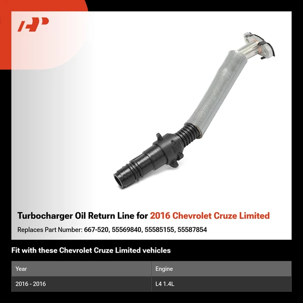 Turbocharger Oil Return Line for 2016 Chevrolet Cruze Limited