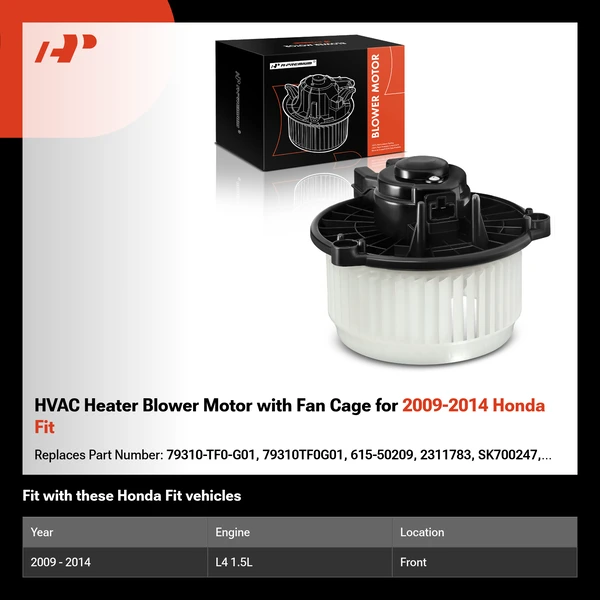 HVAC Heater Blower Motor with Fan Cage for 2009-2014 Honda Fit