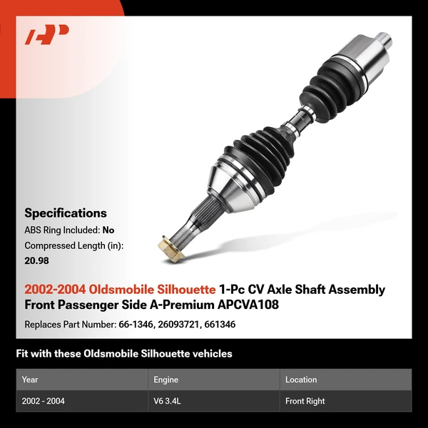 2002-2004 Oldsmobile Silhouette 1-Pc CV Axle Shaft Assembly Front Passenger Side A-Premium APCVA108