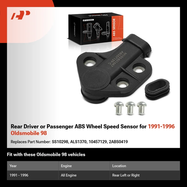 Rear Driver or Passenger ABS Wheel Speed Sensor for 1991-1996 Oldsmobile 98