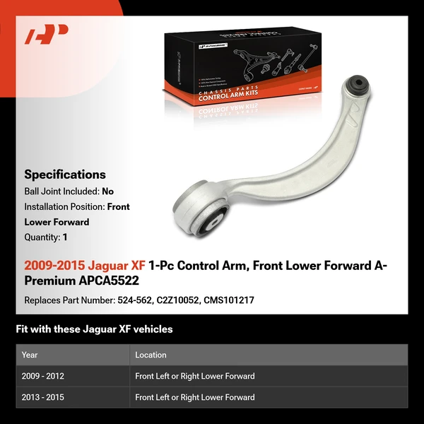 2009-2015 Jaguar XF 1-Pc Control Arm, Front Lower Forward A-Premium APCA5522