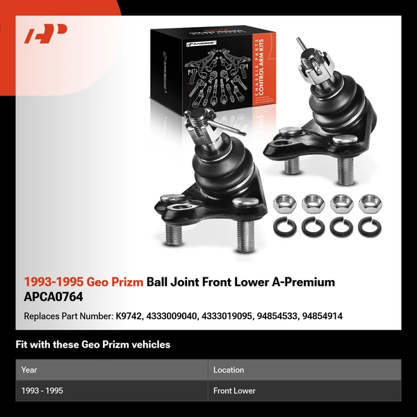 1993-1995 Geo Prizm Ball Joint Front Lower A-Premium APCA0764