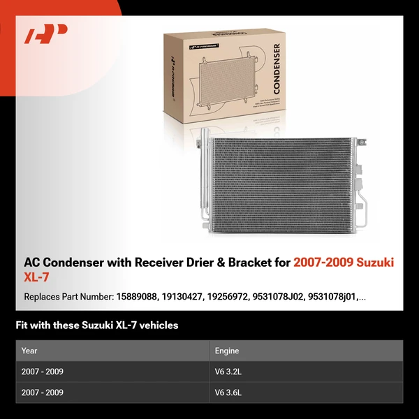 AC Condenser with Receiver Drier & Bracket for 2007-2009 Suzuki XL-7