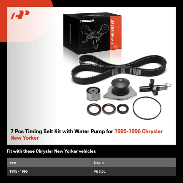 7 Pcs Timing Belt Kit with Water Pump for 1995-1996 Chrysler New Yorker