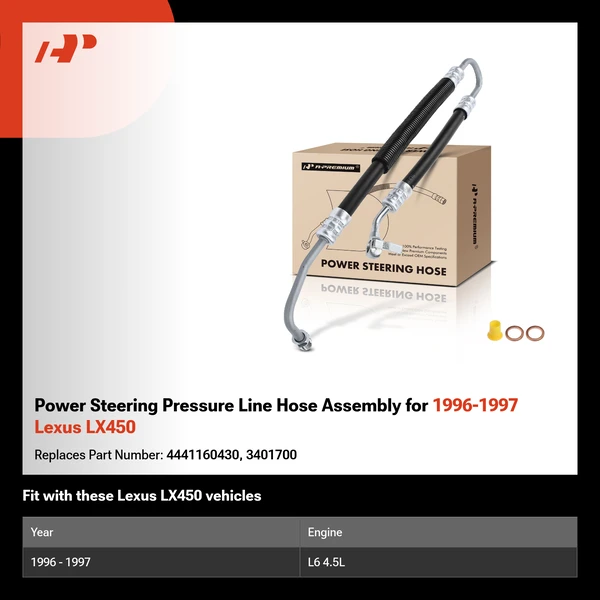 Power Steering Pressure Line Hose Assembly for 1996-1997 Lexus LX450