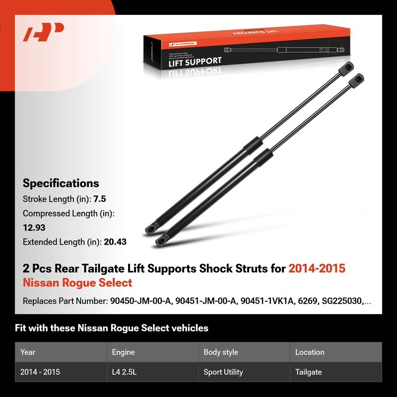2 Pcs Rear Tailgate Lift Supports Shock Struts for 2014-2015 Nissan Rogue Select