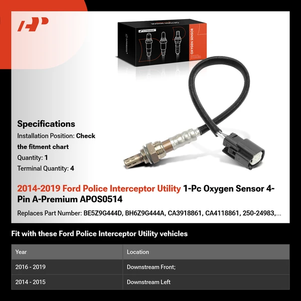 2014-2019 Ford Police Interceptor Utility 1-Pc Oxygen Sensor 4-Pin A-Premium APOS0514
