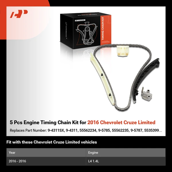 5 Pcs Engine Timing Chain Kit for 2016 Chevrolet Cruze Limited